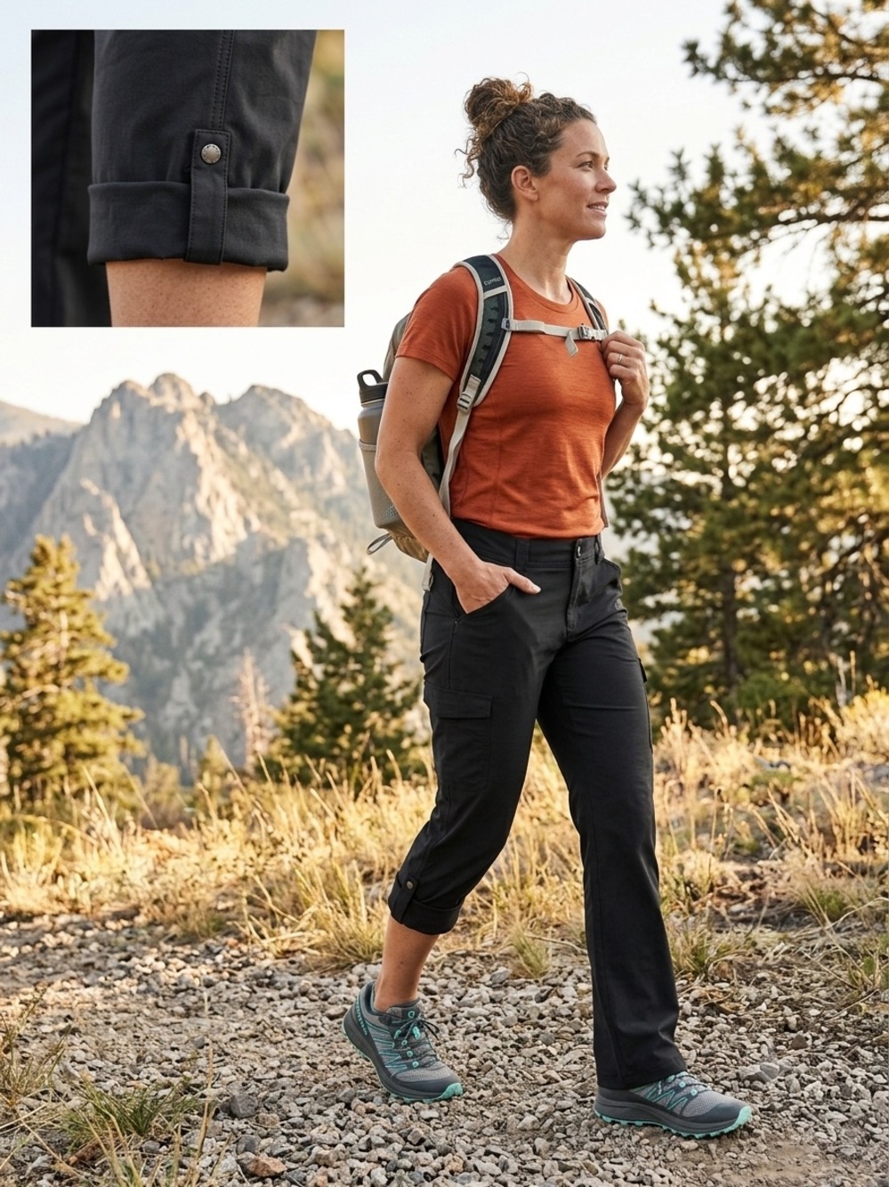 Duluth Trading Co Dry On The Fly Bootcut Cargo Pants Black 14x29 Convertible
